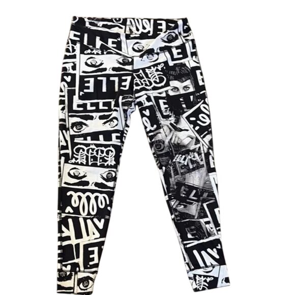 Reebok x Elle Lux black white bolds performance tights size L - Picture 3 of 5